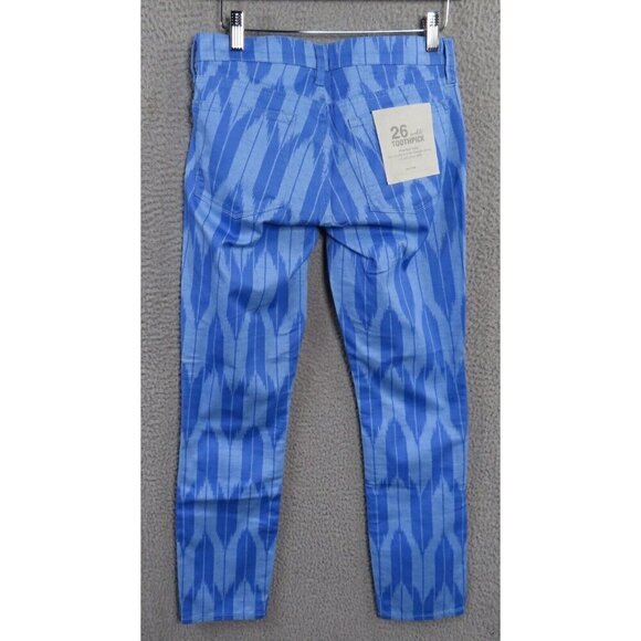 J Crew Factory Jeans Womens 26 Ankle Toothpick Blue Chevron Twill Stretch NEW - Picture 3 of 12
